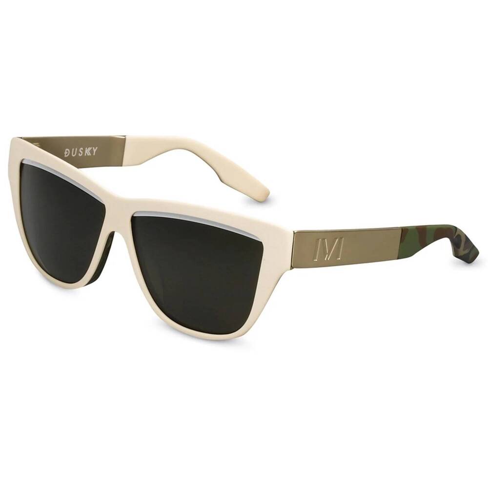 NEW IVI VISION women's dusky sunglasses in polished ivory / green grey